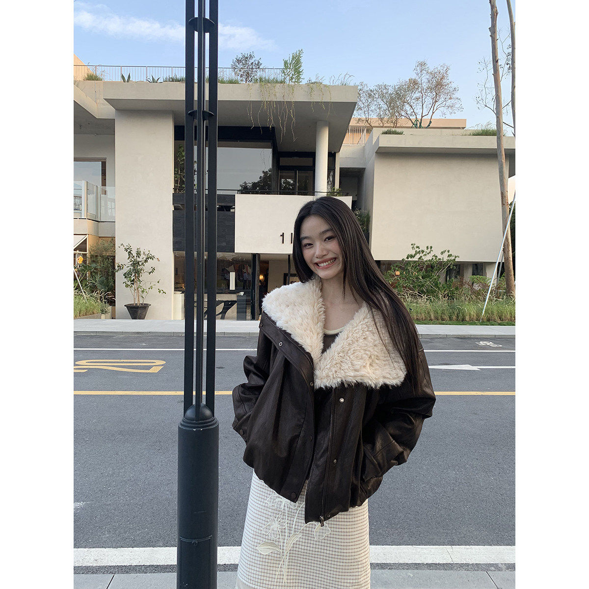 Creamsu叙白 羊羔毛翻领黑色夹克厚外套女秋冬季慵懒皮毛一体开衫,个性定制/设计服务/DIY,棉服工装,淘宝优惠券,粉丝福利购,淘宝优惠卷