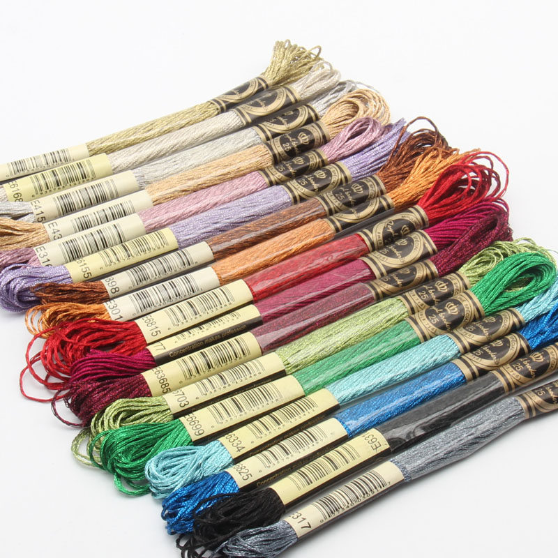 彩色金属线 绣花单支十字绣金属线彩色绣花线包芯线 17色全