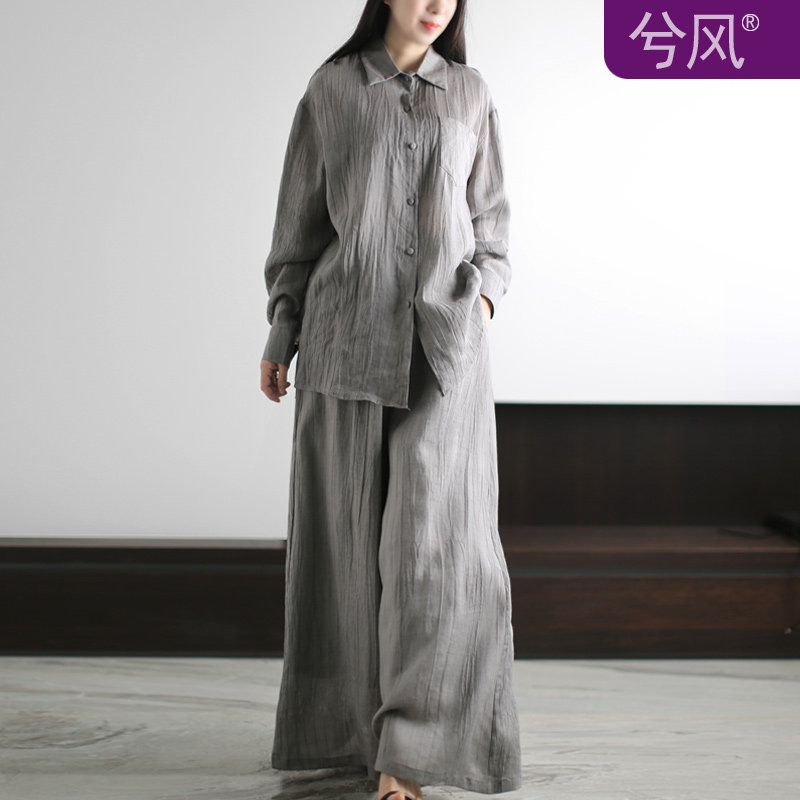 兮风品牌复古怀旧气质苎麻套装女2025春夏超仙佛系禅意茶服两件套