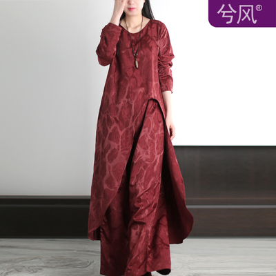 禅意提花天丝套装显瘦不规则茶服