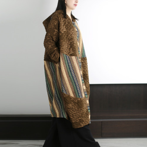 宽松藏肉茧型文艺拼接高端棉服冬