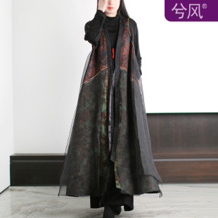 马甲秋 拼接设计感优雅文艺无袖 兮风高端重工民族国风长款 外套个性