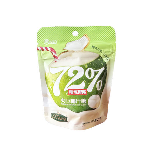 新品推荐金帝夹心椰汁糖27g袋装硬糖72%椰汁原味休闲零食