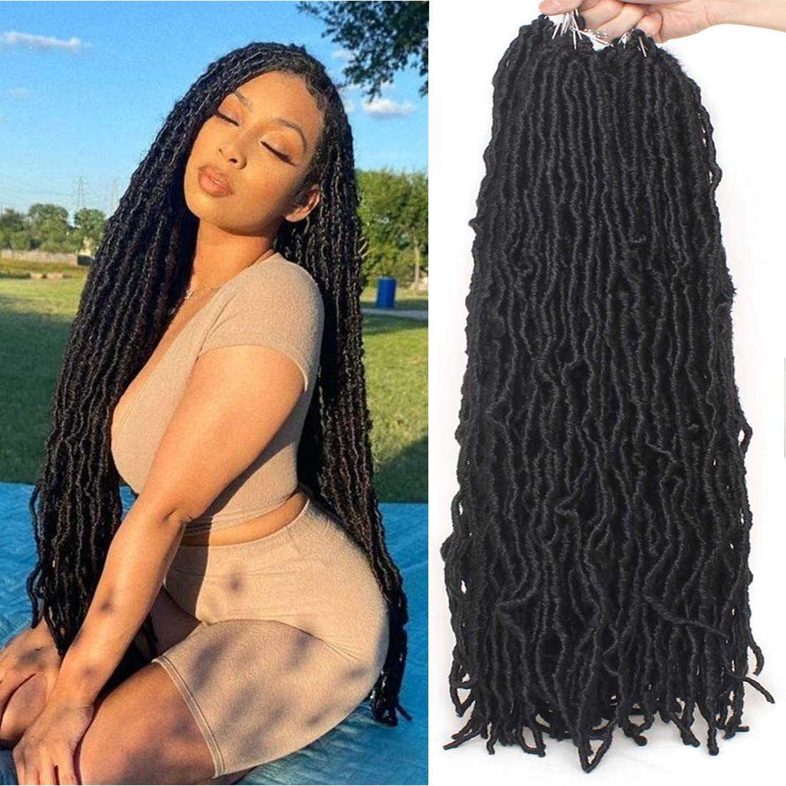 24 Inch Nu Faux Locs Crochet Braids Hair 6 Packs Pre-looped