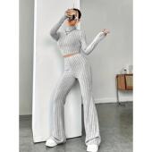 layer套 long 39;s Women& shirt suit knit bottom sleeved with