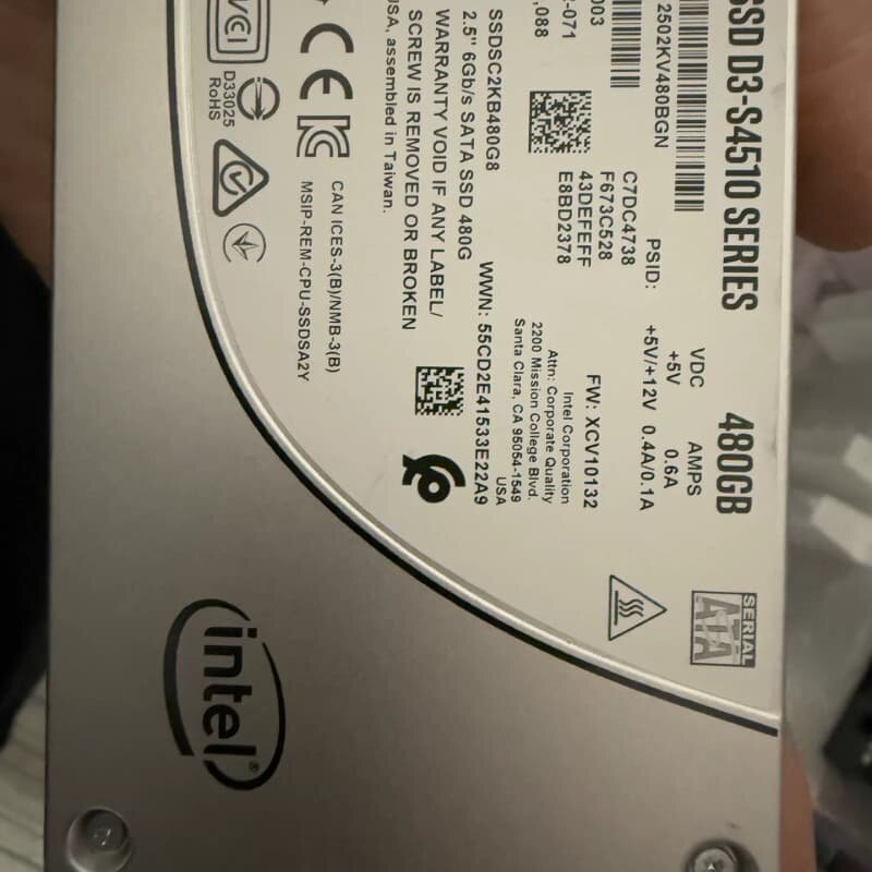 Intel/英特尔+SSD+D3+S4510+480G固态硬--议价商品