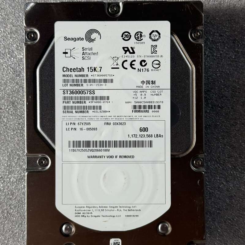 联想600G 15K 3.5寸03X3623 原装拆机,--议价商品
