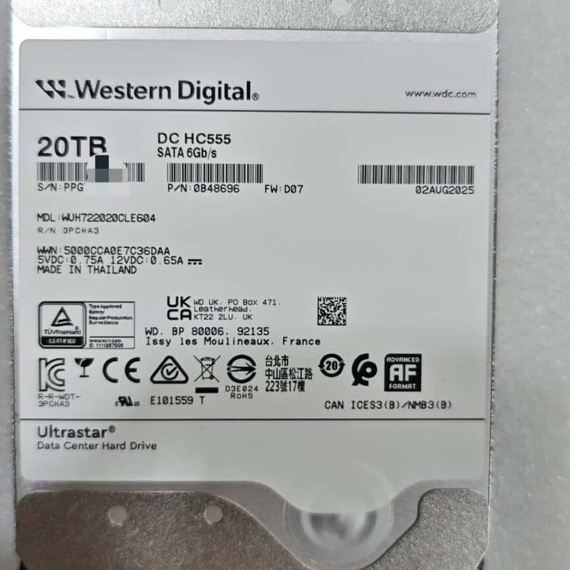 Western Digital 西数 20TB企业级硬盘--议价商品