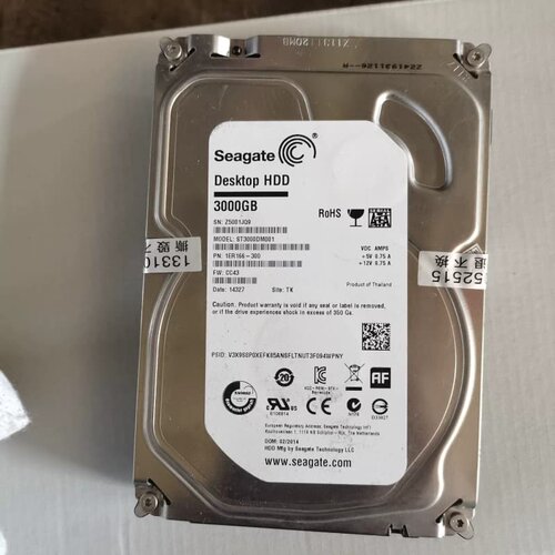 希捷3TB台式机硬盘，型号ST3000DM001，3.5寸S--议价商品