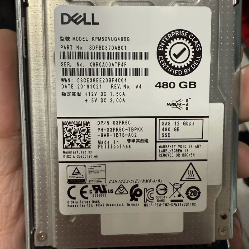 DELL戴尔 480G SAS SSD固态硬盘，型号KPM5--议价商品