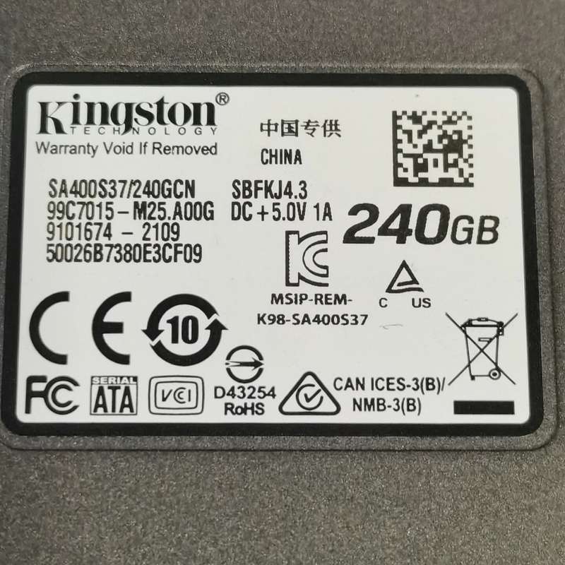 金士顿Kingston 240G固态硬盘,型号SA400S3--议价商品