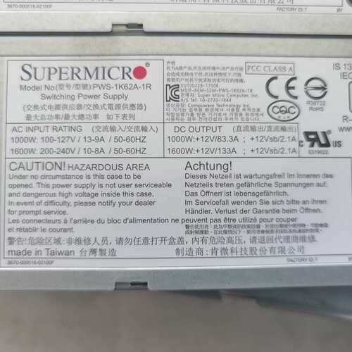 超微原装PWS-1K62A-1R电源 热插拔电源1600W，--议价商品