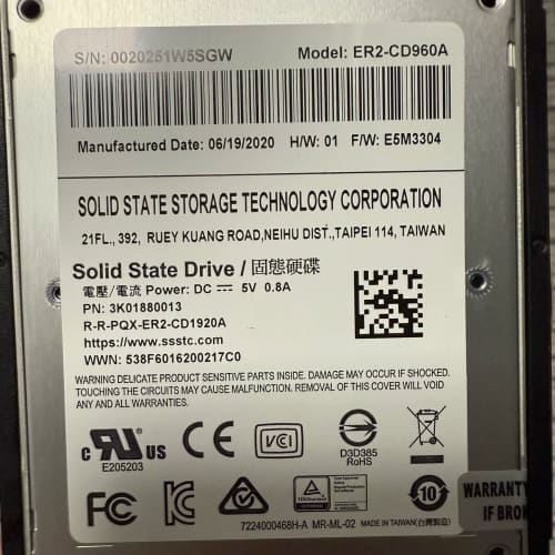 建兴ER2-960A 960GB固态硬盘，几乎全新，功能--议价商品