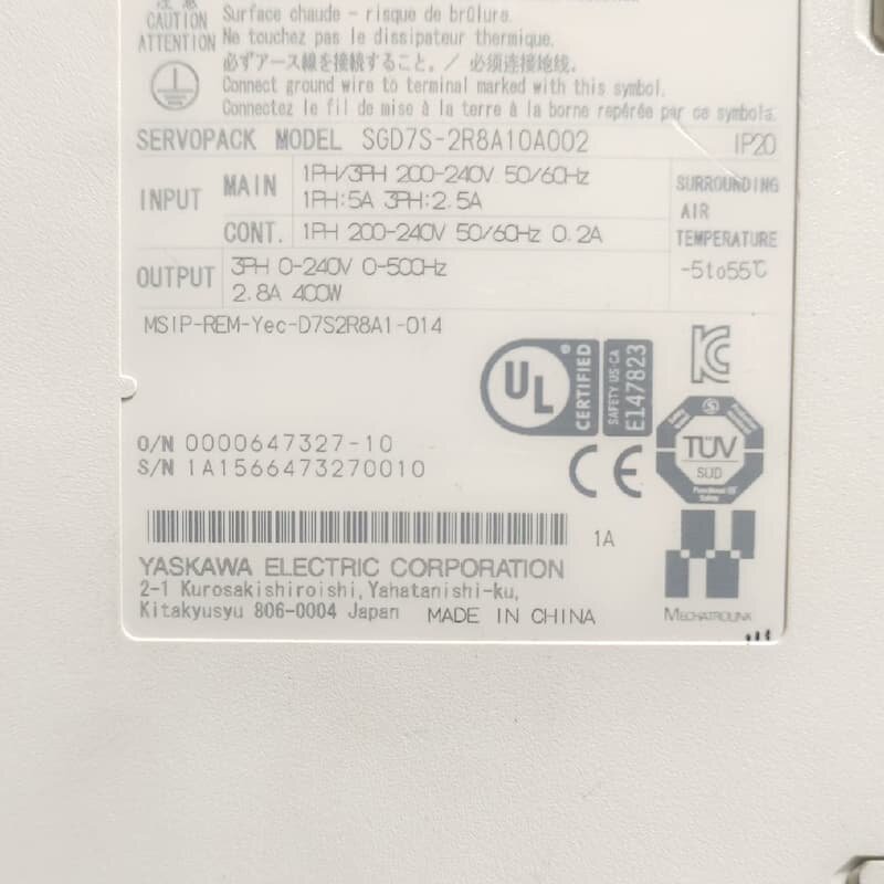 安川驱动器SGD7S-2R8A10A002,二手拆机,实物图--议价商品