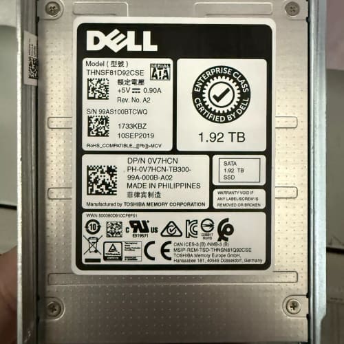 DELL/东芝铠侠 1.92T SATA 2.5固态硬盘--议价商品