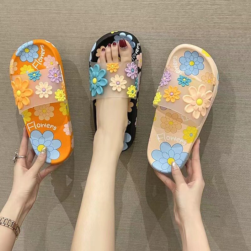 新款可爱花朵拖鞋女款室内家居