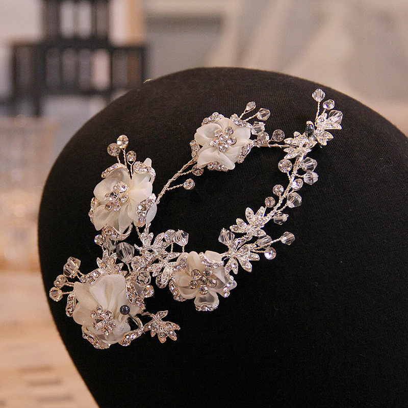 超仙花朵手工串珠发梳