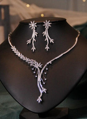 BWBRIDE新娘主婚纱锆石项链耳环