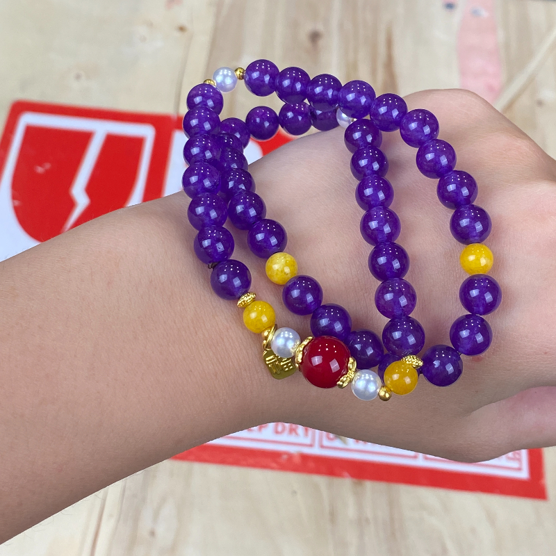 S1335-紫韵双圈福牌手串