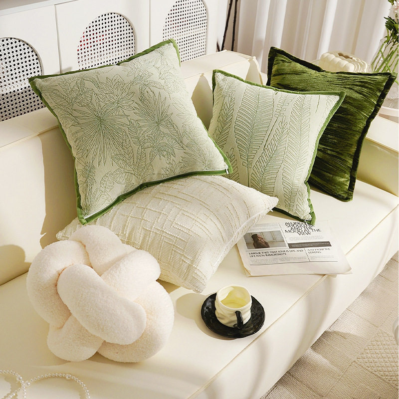 小清新绿色系客厅沙发抱枕复古法式床上靠枕提花靠含芯抱枕套,居家布艺,抱枕被,淘宝优惠券,粉丝福利购,淘宝优惠卷