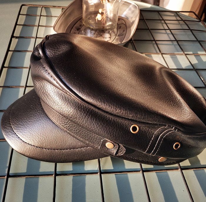 皮质pu海军帽子日系暗黑复古百搭