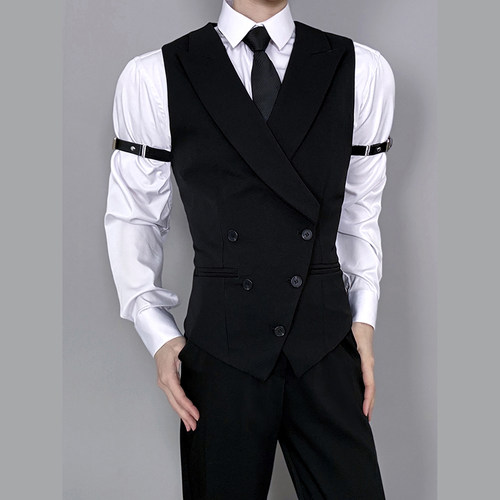 二次元成男乙游万用收腰黑色马甲