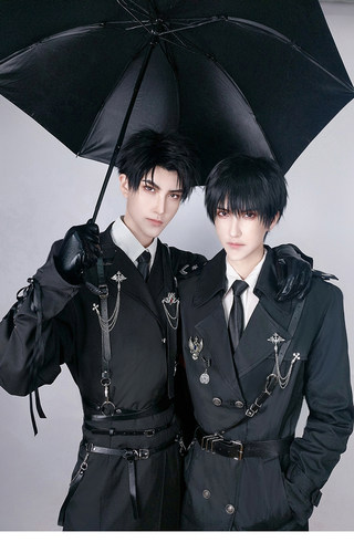 全球高考COS暗黑绑带制服风衣