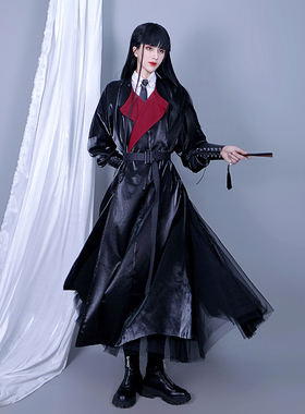 唐制圆领袍中国风男女情侣款红黑色风衣外套汉服仓宝儿屋原创墨涟