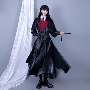 唐制圆领袍中国风男女情侣款 红黑色风衣外套汉服仓宝儿屋原创墨涟