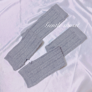 加厚羊绒半指手套女秋冬长款半截无指露指保暖防寒羊毛针织手臂套