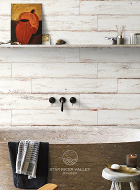 日式室内复古白色油漆个性做旧木纹砖150x800怀旧仿实木瓷砖地砖