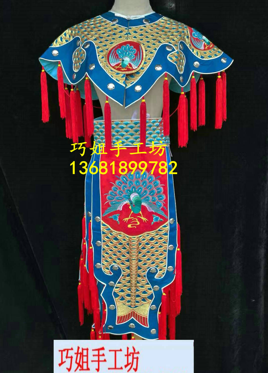 越剧粤剧高档鱼鳞甲京剧全套霸王别姬服装鱼鳞甲 虞姬戏装盔甲