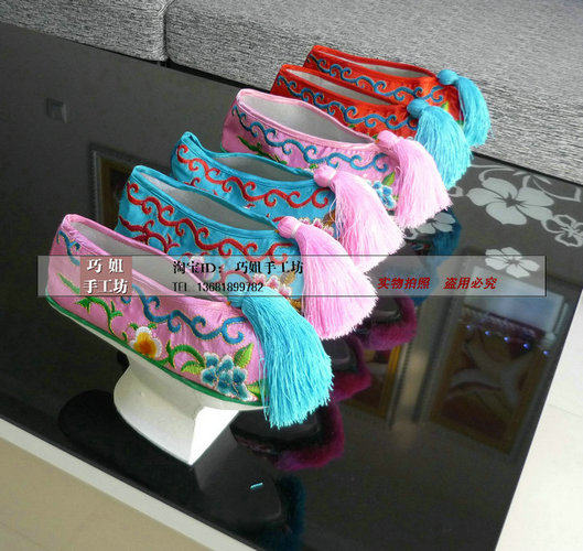 古装鞋旗鞋 宫女鞋 晴川花盆鞋 甄嬛传格格鞋 旗鞋绣花鞋 清宫鞋