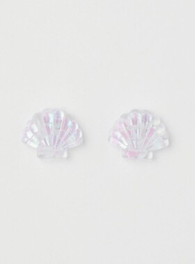 HM正品折扣饰品耳钉透明水晶小巧轻奢时尚百搭贝壳饰耳环1000807