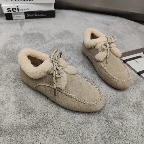 毛毛鞋磨砂皮加绒乐福鞋女