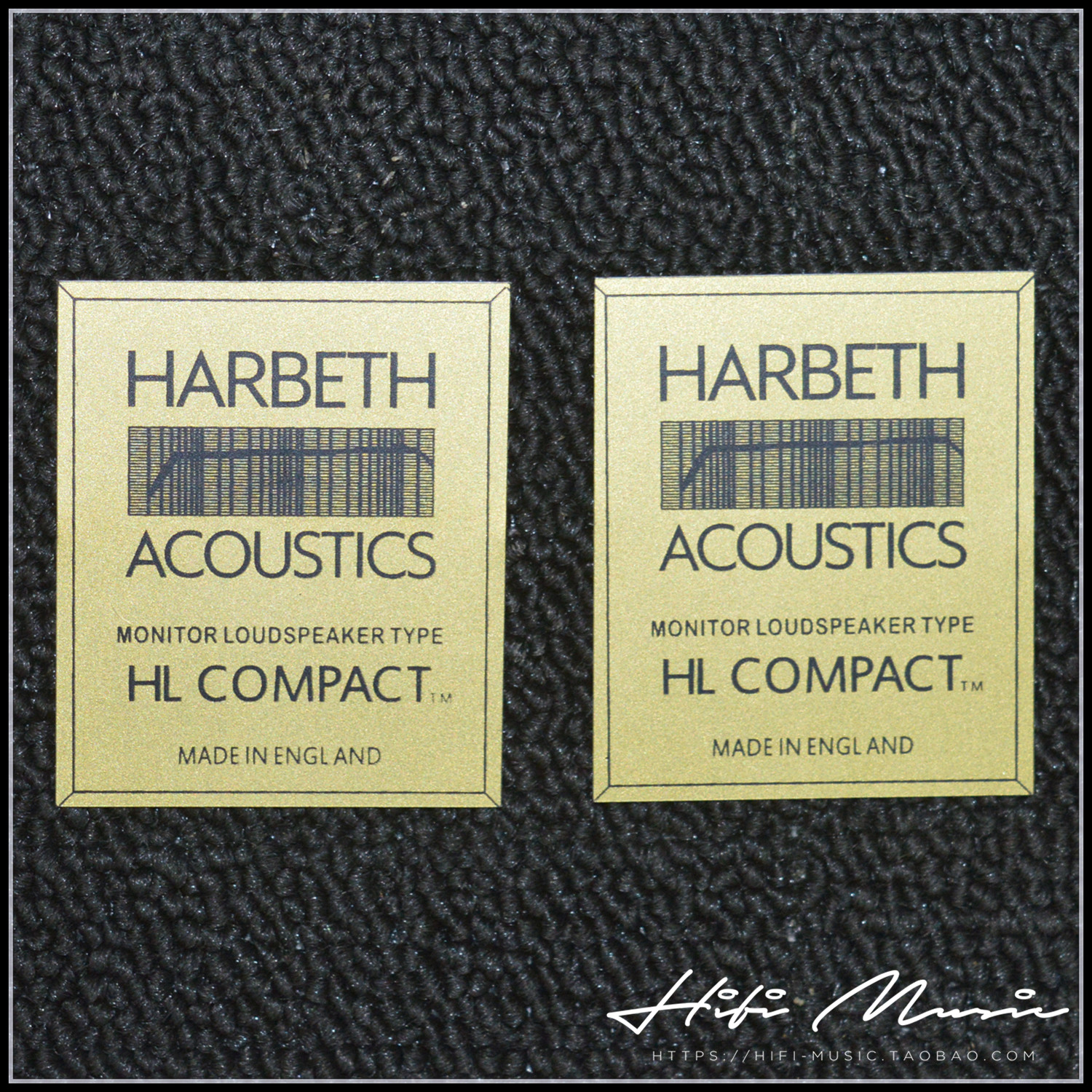 二手原装进口英国Harbeth/雨后初晴 HL COMPACT 金碧书架音箱铭牌
