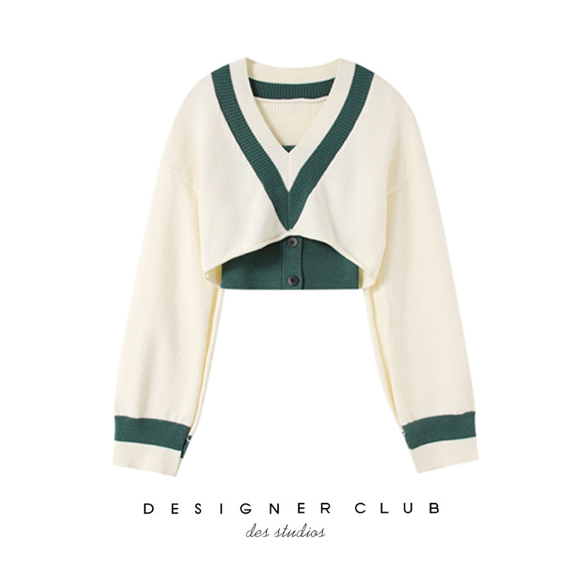 chic风早秋高腰漏锁骨针织上衣