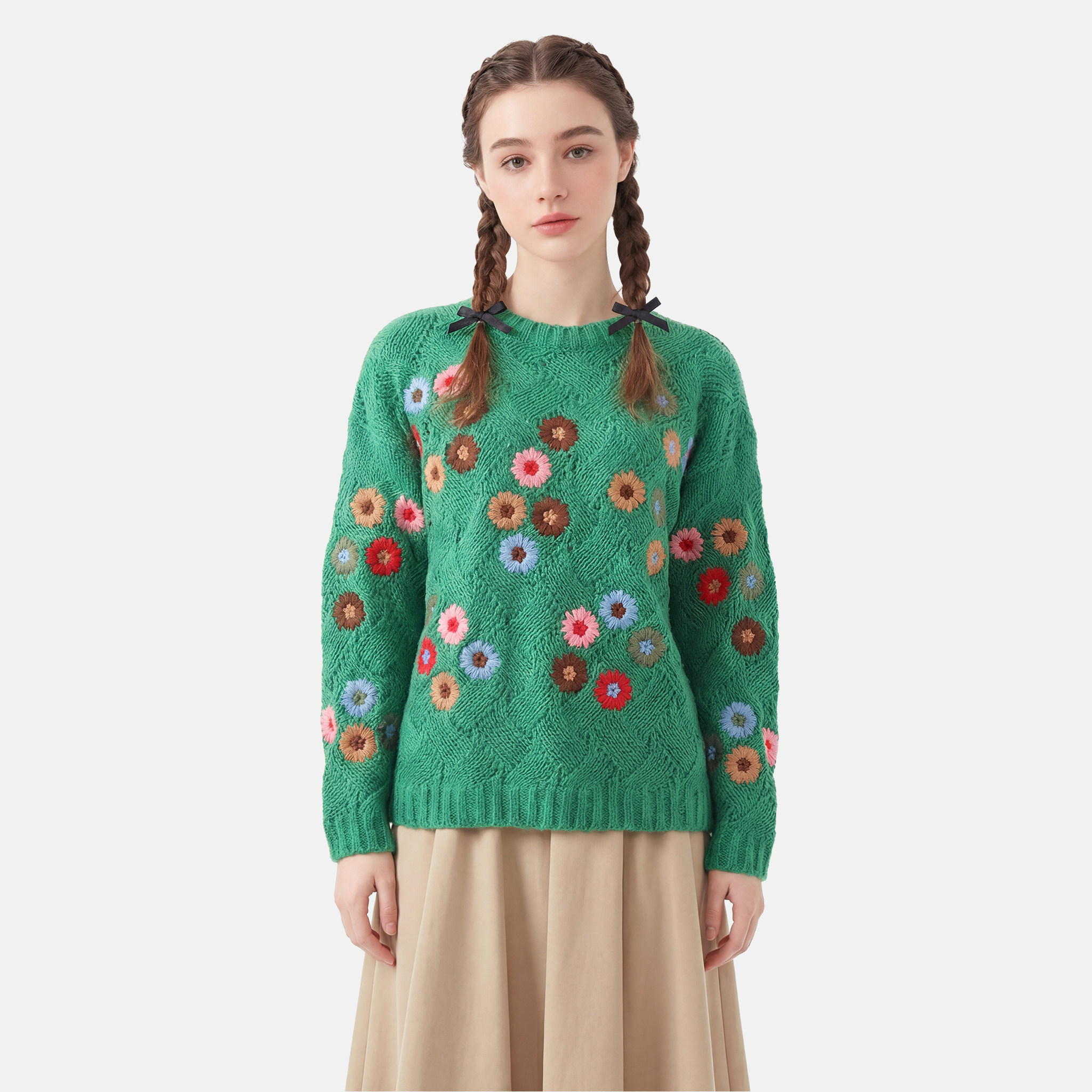 MMC法式复古花朵女神范套头长袖针织衫毛衣外套上衣百搭气质减龄,女装/女士精品,毛针织衫,淘宝优惠券,粉丝福利购,淘宝优惠卷