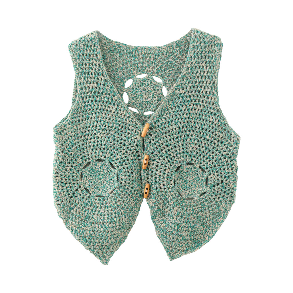 MMC欧货法式复古手工钩针镂空花纹无袖针织开衫背心马甲上衣小众