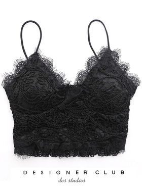 mmc 胸罩女吊带用夏季短款性感内衣黑白色蕾丝边抹胸内搭背心