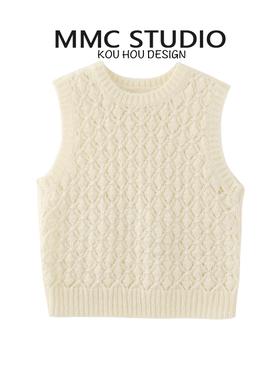 MMC 2025夏季新品手工纺织菱格软糯叠穿坎肩马甲套头针织背心女