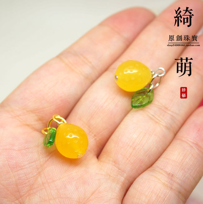 diy爱情925银黄玉髓小滴溜手链坠