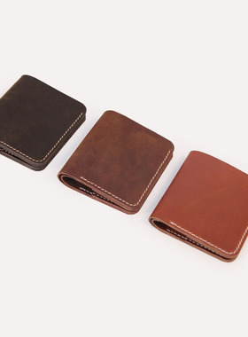 李桂兰堂手工皮具 头层短款牛皮真皮钱包 休闲个性礼物定制