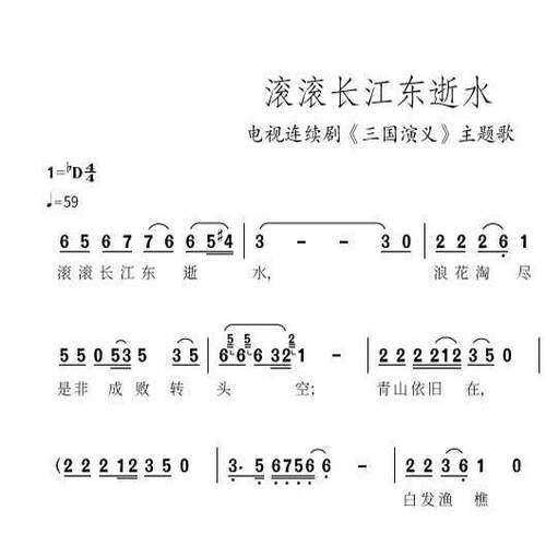 滚滚长江东逝水高清简谱