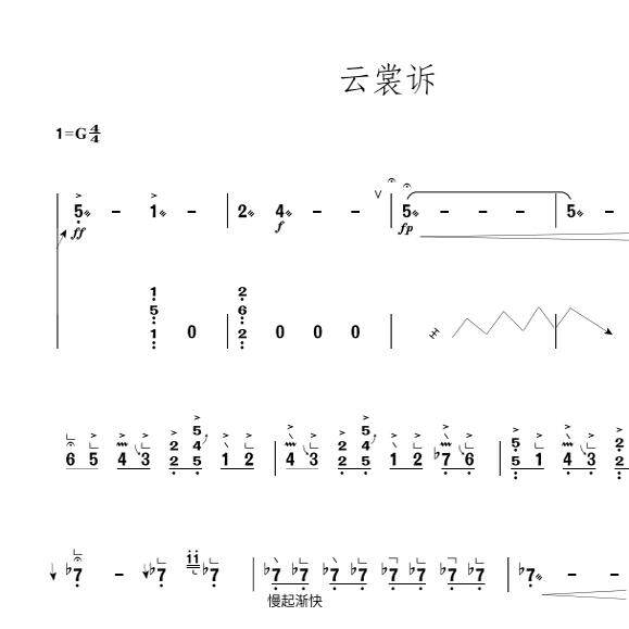 云裳诉古筝高清电子稿简谱民族乐谱