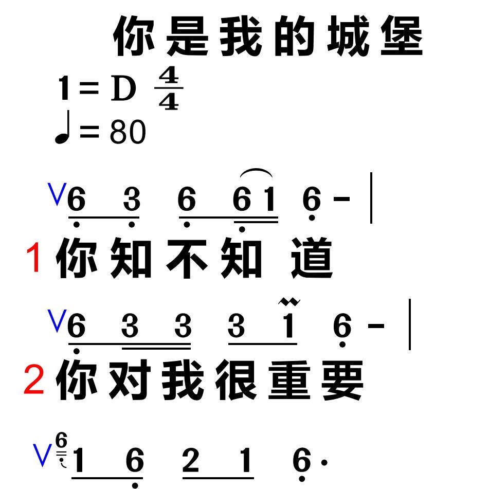 185你是我的城堡 大字谱高清乐器编曲/作曲/配音
