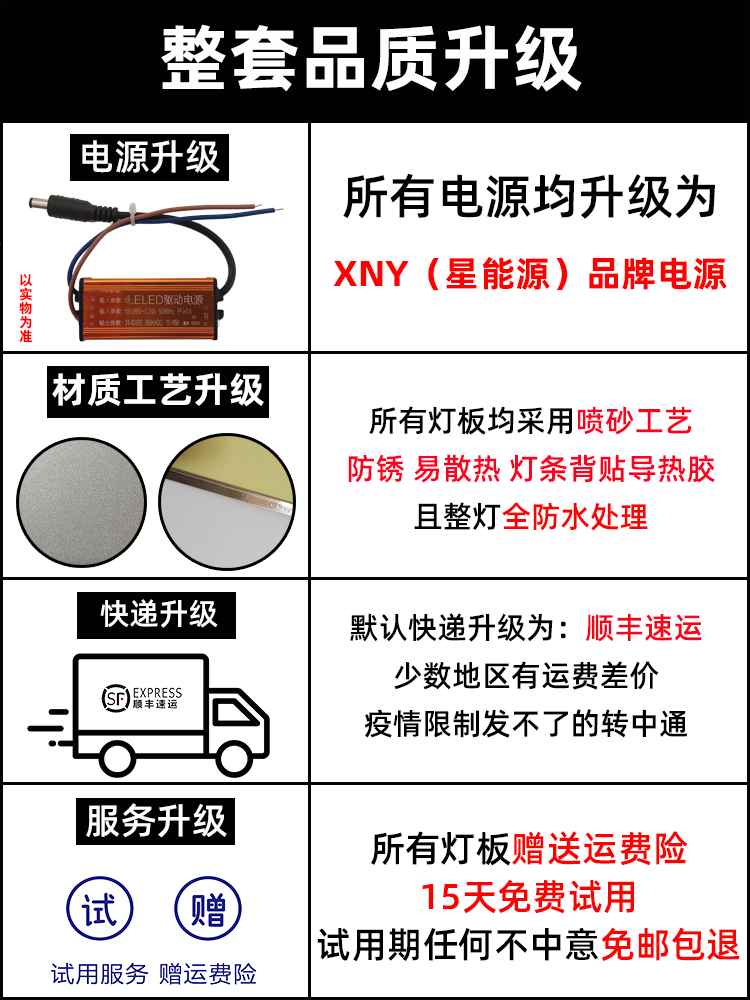 浴霸灯板卫生间集成吊顶面板led通用灯板灯芯中间照明灯 替换配件 家装灯饰光源 LED球泡灯 原图主图