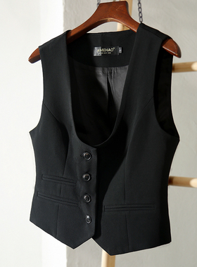 工厂直发~搭配外套保暖显瘦又复古U领毛呢女马甲冬季外搭叠穿大码