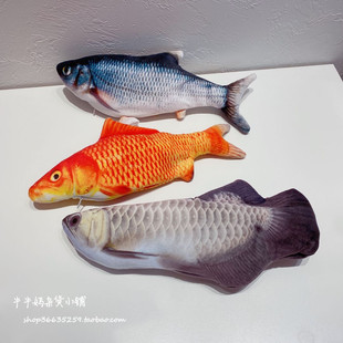 抖音儿童仿真鲤鱼玩具过家家炒菜逼真会跳动的鱼整蛊礼物逗猫鱼