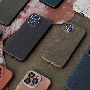 苹果15手机壳iPhone14ProMax手机套真牛皮保护套防摔13promax新款